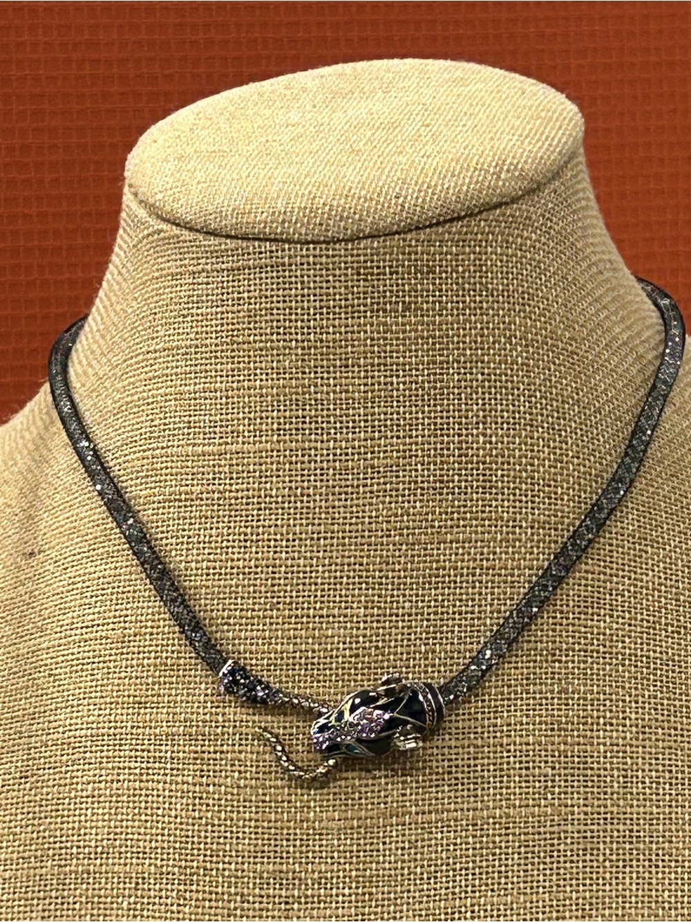 Betsey Johnson Crystal Mesh Panther Necklace